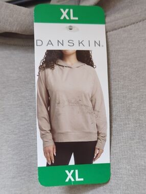 Danskin Hooded Pullover Sweatshirt in Taupe Size XL- Yoga, Comfortable Gym/🧳